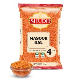 Shudh Masoor Dal, Split Red Lentil 4lbs ~ All Natural | Vegan | Gluten Friendly | Non-Gmo
