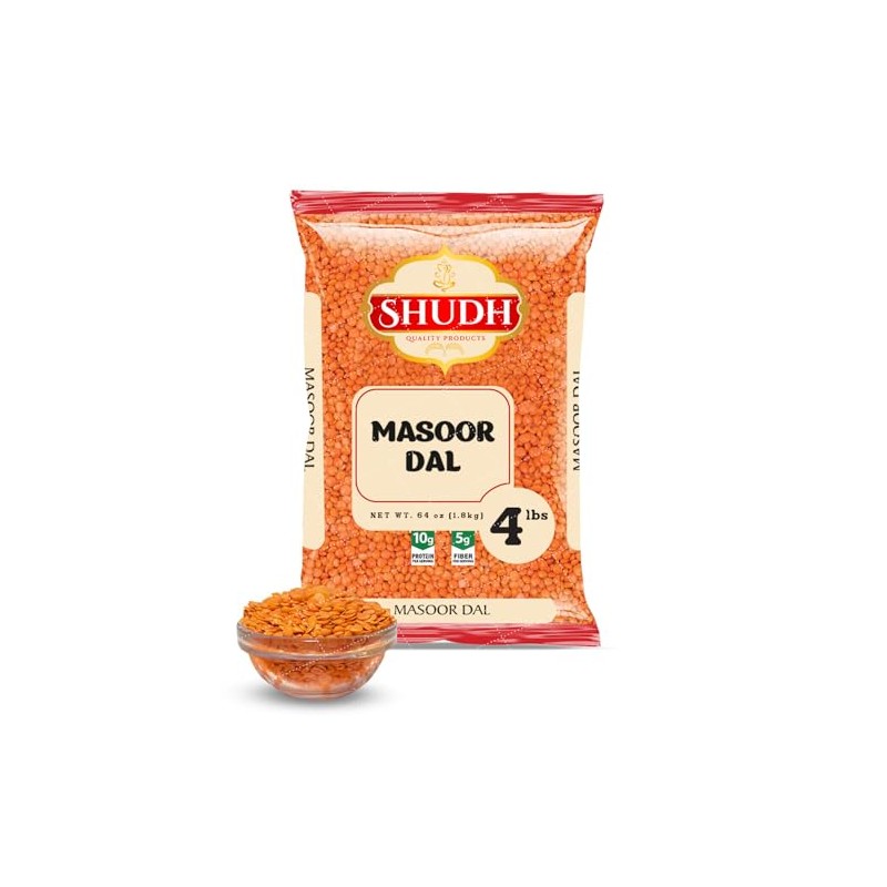 Shudh Masoor Dal, Split Red Lentil 4lbs ~ All Natural
