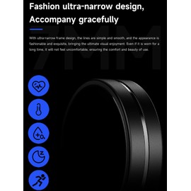 findtime Smart Ring Ultra Narrow Sleep Tracker Heart Rate Monitor Ring Blood Pressure Blood Oxygen Health Fitness Tracker Step Counter Calories Waterproof Remote Camera Smart Rings for Men Women