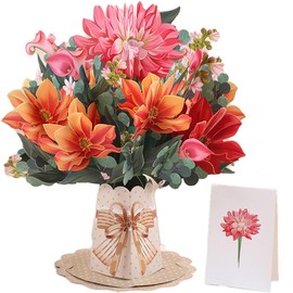 Mother's Day Card Gifts, 3D Paper Flower Pop Up Bouquet Greeting Cards, Funny Mothers Day Card for Grandma Friends Sister Daughter Wife New Mom