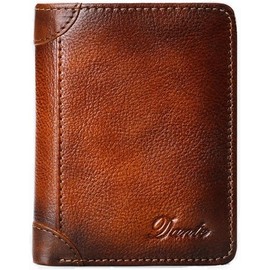Billetera para Hombre Piel, Cartera para Hombre Plegable Triple con RFID Bloqueo, Carteras para Caballero de Cuero Genuino, Billetera Hombre Delgado, 11 Ranuras para Tarjetas de Crédito, Regalo Hombre