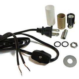 Mini-lamp Make-a-Lamp Repair DIY Kit Candelabra Socket 8' Black Cord with Line Switch, M