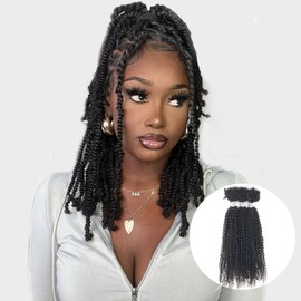 FASHION IDOL Kinky Curly V Bulk Human Hair for Twist Braids Dreadlock Extensions Loc Repair Afro Kinky Curly Human Hair for Braiding 3 Bulk 3oz