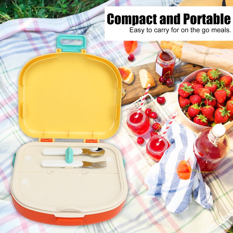 Bento Lunch Box ABS Separate Compartments with Buckle Handle Leakage