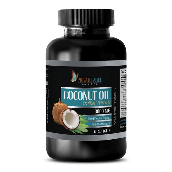 Healthy Skin & Hair - Coconut Oil Organic 3000mg - Healthy Heart - 60 Pills
