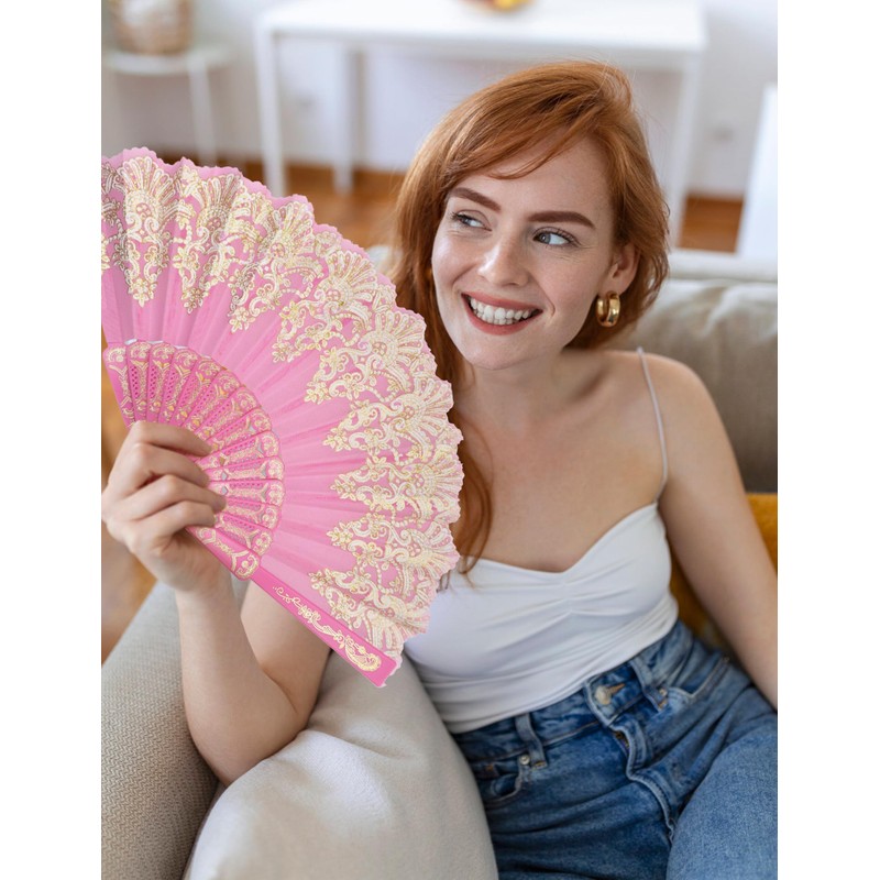 EOSAU Handheld Chinese Folding Fan Hand Fans for Women Foldable