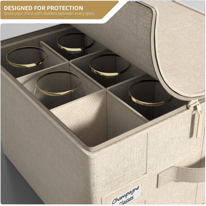 Sorbus China Storage Containers – Dinnerware Organizer for Champagne Flute
