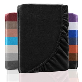 NatureMark Winter Thermal Fleece Fitted Sheet in Many Colours and Sizes Bed Sheet 90 x 190 to 100 x 200 cm - Black