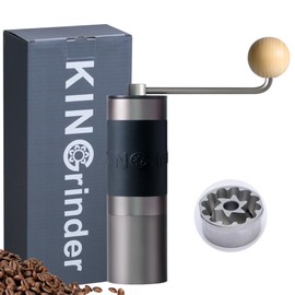 KINGrinder K2 Gerader Grif Manuelle Kaffeemühle mit 140 einstellbaren Mahlgraden für Aeropress, French Press, Drip, Espresso, 25 g Fassungsvermögen