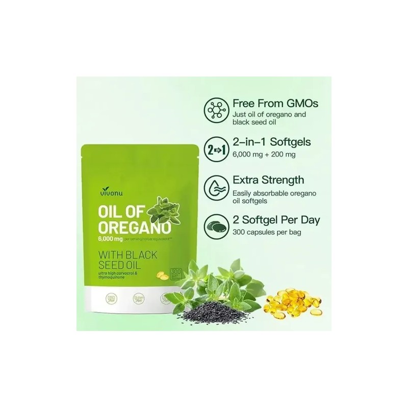 Aceite De Orégano 6000mg 300 Cápsulas Blandas