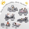 MeMoreCool Kids Couch, Foam Sofa, Convertible Play Couch, Grey