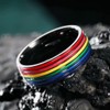 King Will 8mm Rainbow Stainless Steel Ring Pride Ring Wedding