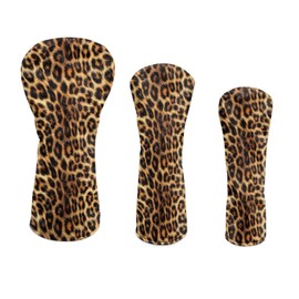 Rnyleeg Golf Club Head Cover for Women Leopard Print Driver Head Covers Waterproof PU Leather Fairway Wood Headcover Golf Hybird Headcover Birthday, Universal Fit