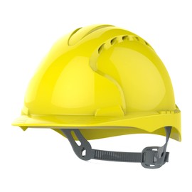 JSP EVO2 Safety Helmet with Slip Ratchet Adjustment Harness Vented EN 397 Industrial Hard Hat for Building, Construction and Work sites Yellow (AJF030-000-200)