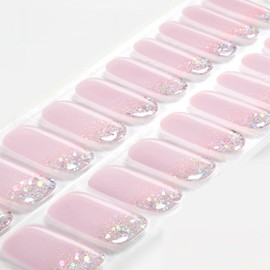 Virellay UV Gel Nagelfolie - Full Cover Gel Nail Stickers (Rosa Glitter, 20 Pcs)
