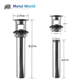 Metal World LD30201BN 1-1/4 Inch Replacement Bathroom Sink Grid Strainer, Two Piece Brushed Nickel Brass 1 Pack