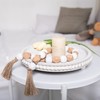HPC Decor 12in Round Wood Tray - White, Distressed, Farmhouse