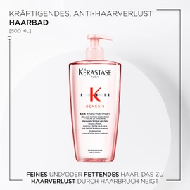 Kérastase Shampoo for Fine Hair, Nourishing and Strengthening Hair Bath for Hair Loss, Bain Hydra-Fortifiant, Genesis 500 ml