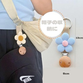 BLOOPC Hat Clip 1 Piece Flower Hat Storage Cap Clip Wooden Hat Hanger for Travel Outings Easy to Carry Out Shape Temporary Storage Multifunction Fashion Cute Protect Hat From Fall (Blue)