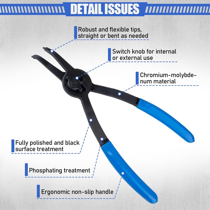 Janhemei 12 Piece Snap Ring Pliers Set, Transformable Internal/External Retaining