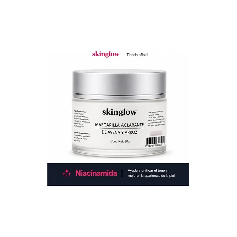 Skinglow Mascarilla Aclarante Antimanchas Avena Arroz 30g