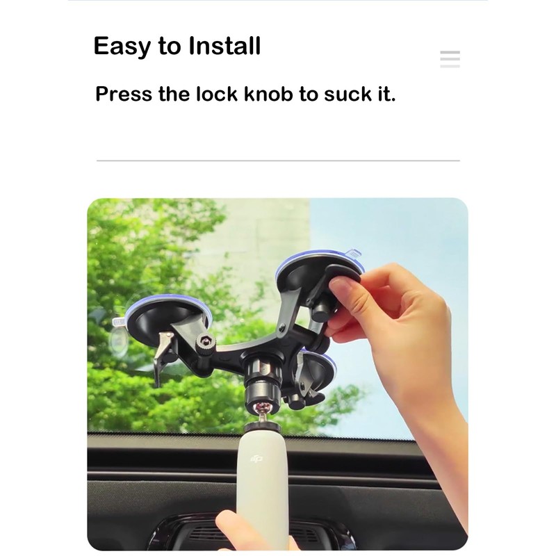 LICHIFIT Car Mounted Strong Suction Cup Mount, Large Tripod Suction