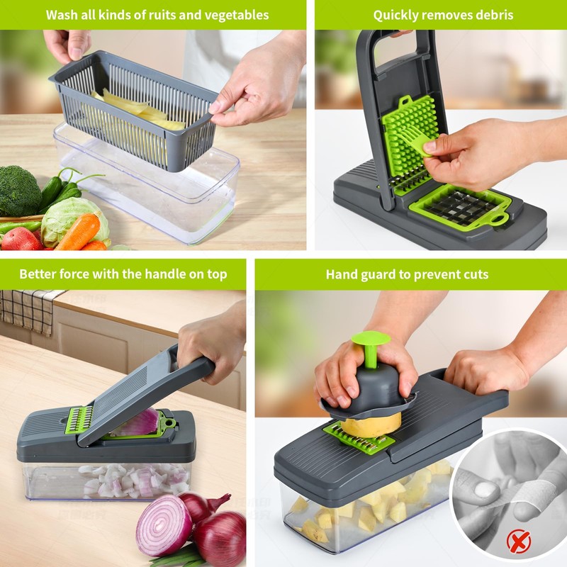 FREMON Vegetable Cutter, Multifunctional Mandolin Chip Cutter & Onion Cutter,
