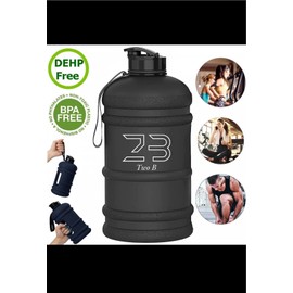 Two B 2.2L Large Water Bottle – Matte Black, BPA-Free, Leakproof Gym Jug with Carry Strap – Reusable Sports Water Bottle for Men & Women, Fitness, Outdoor, Travel Best for Gift
