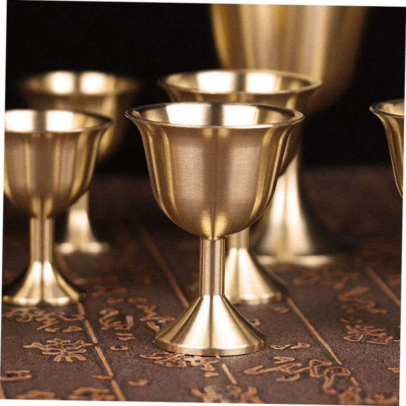 LABRIMP 2sets Brass Temple Cup Royal Retro Design Elegant for