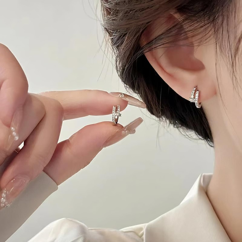 Viromy Women's Hoop Earrings, Ring Earrings, No Metal Allergies, Fold,
