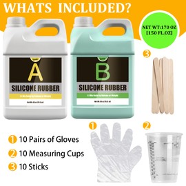 Silicone Molds Making Kit 170oz, Super Elastic 15A Silicone Rubber for DIY Mold Making, Fast Curing Liquid Silicone 1:1 Mixing Molding Kit for Casting Resin Molds/Candle Molds/Soap Mold/Craft, Green