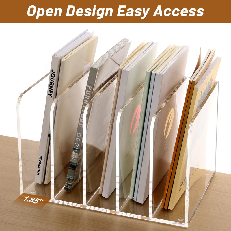 SANRUI Acrylic File Organizer, Clear Magazine File Holder Desk Organizer