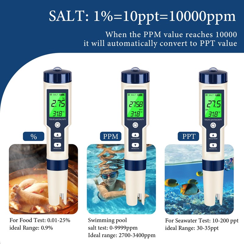 PH Meter & TDS Meter Digital Water Tester 5 in