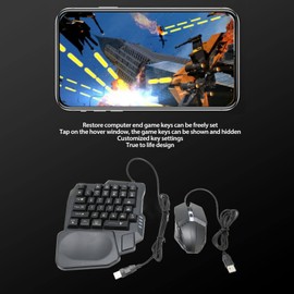 Half Hand Gaming Keyboard and Mouse Combo,PUBG Wired Mechanical RGB LED Backlit Half Keyboard,4 in 1 Gaming Mouse Converter for Android iOS,Harmony,for IOS10.0-13.3