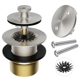 Brushed Nickel Tub Drain Stopper Bathtub Drain, Hair Catcher and Two-Hole Overflow Faceplate,11.5/16 UNC Bathtub Drain, Premium Brass Lift and Turn Twist Tub Drains Replacement Trim Kit,Tub Stopper