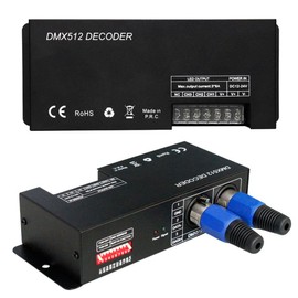 New 8A 3 Channel DMX512 Decoder RGB PWM DMX Dimmer Driver Adjust LED Strip Light Controller with RJ45 and XLR Interfaces DC12V-24V