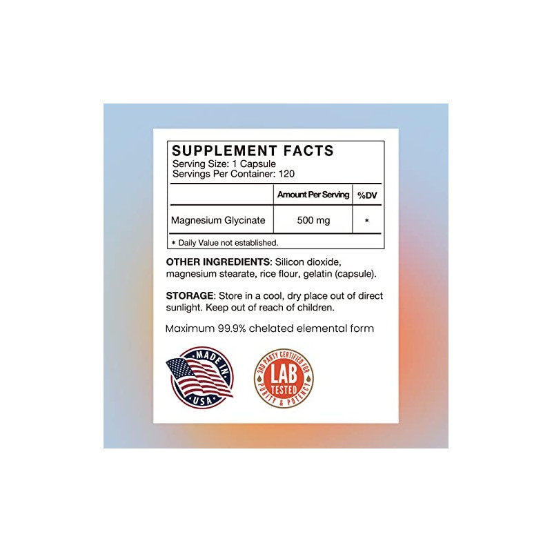 VHC- Cápsulas de Suplemento de 500 mg de Glicinato de