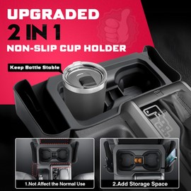 Sunsdrew 2 in 1 in Cup Holder for Toyota Tacoma 2016-2023 Center Console Cup Holder Insert Silicone Drink Organizer Holder for Tacoma Interior Upgrade Accessories