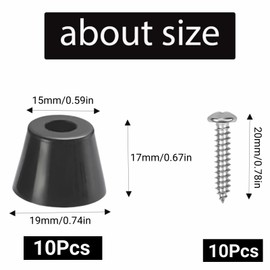 10PCS Rubber Feet, Round Cutting Board Rubber Feet, Non Slip Chopping Board Legs with Screws, Bumper Furniture Table Amplifier Speaker Cabinet Floor Protector Desk Printer Leg Pads D19*15*H17mm