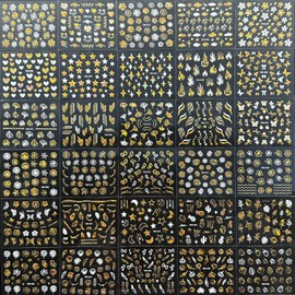 30sheets Gold Nail Stickers 3D Self-Adhesive Gold Nail Art Stickers Star Nail Decals for Acrylic Nails Gold Line Heart Nail Art Designs Gold Nail Supplies for Women Nail Art Decorations