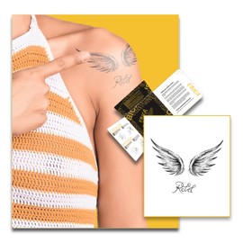 Ubica Temporary Tattoos Adult,Fake Tattoos,Realistic And Long-Lasting Non-Reflective,Waterproof For 1-2 Weeks,Wings Tattoo 3.5x4 Inches Black