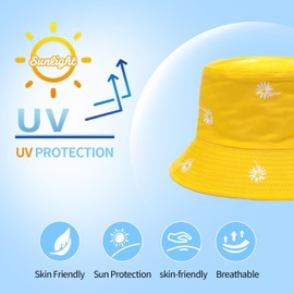 Bucket Hats for Women Man Cute Sun Beach Fisherman Hats (US, Alpha, One Size, Blue Daisies)