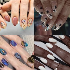 PrettyYo Short Almond Gel Nail Tips 240Pcs Half Matted Clear Fake Nail Tips Short Almond Shape 12 Sizes Full Cover Acrylic Press On Soft False Nails Gel x Nail Press Ons for DIY at Home