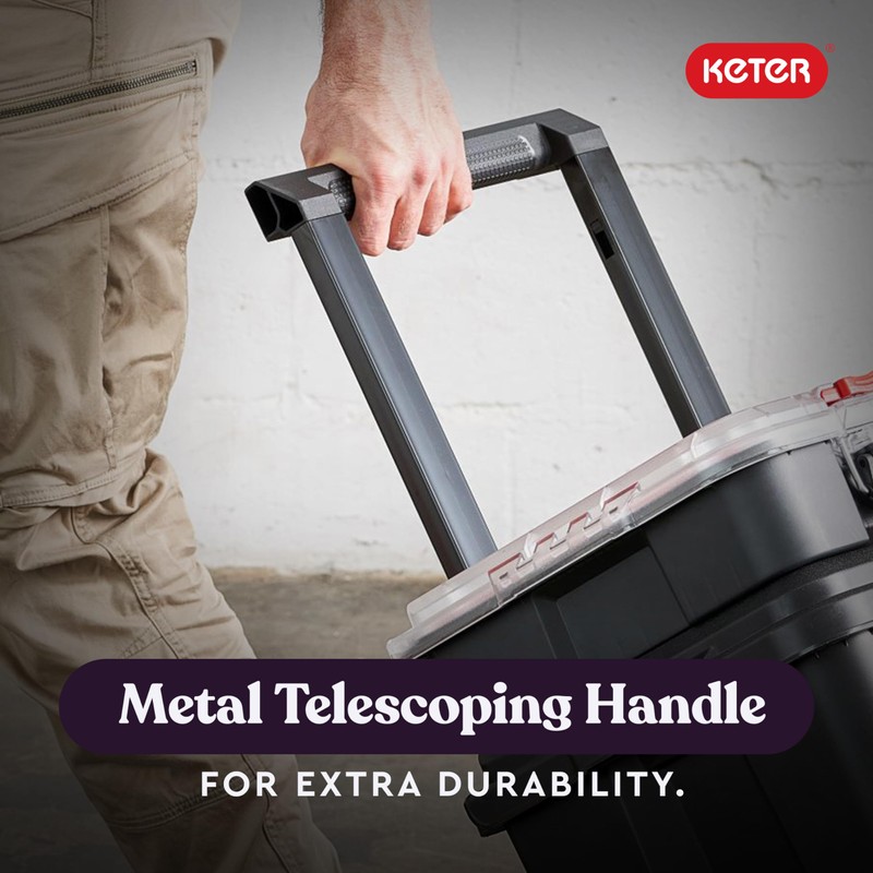 Keter Stack-n-Roll Modular Tools Organizer for Garage Storage and DIY,