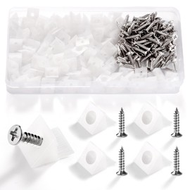 VooGenzek Pack of 100 Wedges of Sagging Drawer Base, Wedges Back Wall Connectors, Fixings of Cabinet Back Wall, Wedges for Drawer, with 100 Pieces Screws, 14 x 13 x 9.3 mm (White)