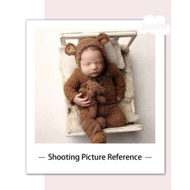 Zeroest Knitted Footed Romper and Bonnet for Newborn Photography, Newborn Bear Outfit for Photoshoot Overalls Baby Photo Props (Camel)