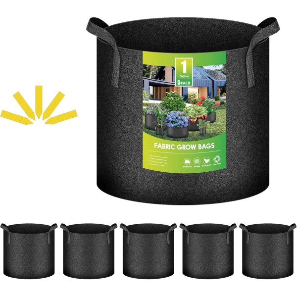 YSSOA 5 Pack - Grow Bags Heavy Duty Thickened Nonwoven