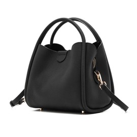 imeetu Women's Shoulder Bag, Premium Genuine Leather, 3-Way Handbag, 3-Compartment Storage, Large Capacity, Elegant, Crossbody Bag, Simple, Casual, Shoulder Handheld, Popular, Commuting, Black