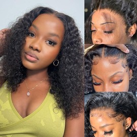 ZANPAL 13X4 Water Wave Lace front wigs human hair Deep Curly Wig Human Hair 180% Density Hd Wigs Human Hair for Black Women 14 Inch