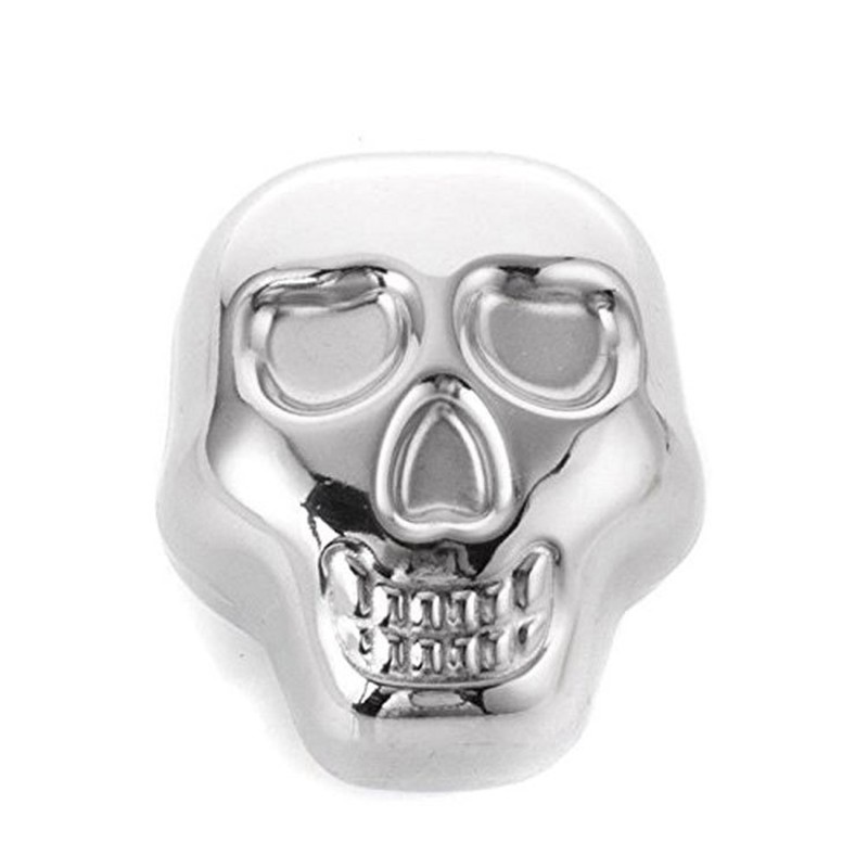 4 PCS Stainless Steel Skull Head Ice Cube with Silicone